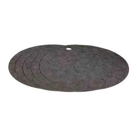 Sorbent Pad, 0 gal, 22 in Dia., Universal, Gray, 5 PK MPN:25102