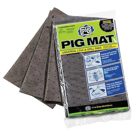 Sorbent Pad, 42 1/4 oz, 15 in x 20 in, Universal, Gray, 3 PK MPN:25306