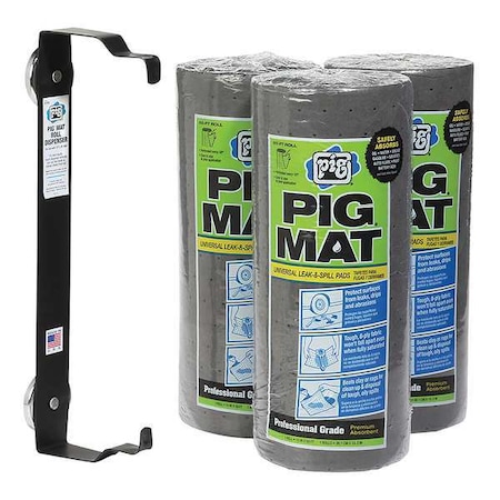 Sorbent Roll, 10 gal, 15 in x 50 ft, Universal, Gray, Polypropylene, Steel MPN:57703