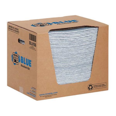 Sorbent Pad, 17 gal, 15 in x 19 in, Universal, Blue, Fibers MPN:BLU106