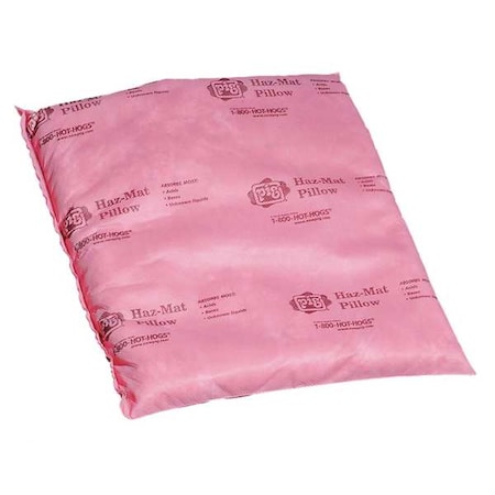 Sorbent Pillow, 10 gal, 16 in x 17 in, Harsh Chemicals, Pink, 10 PK MPN:HR7015