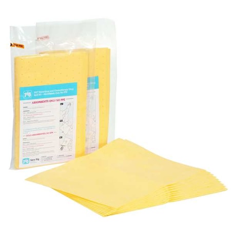 Sorbent Pad, 13 in x 20 in, Harsh Chemicals, Yellow, Polypropylene MPN:KIT2012