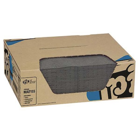 Sorbent Pad, 11 gal, 15 in x 20 in, Universal, Gray, 100 PK MPN:MAT155