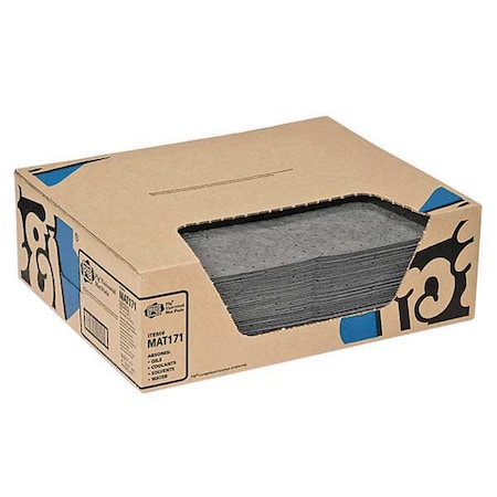 Sorbent Pad, 8 gal, 15 in x 20 in, Universal, Gray, Polypropylene MPN:MAT171