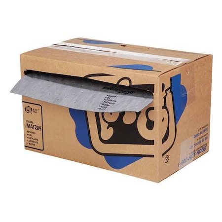 Sorbent Roll, 18 gal, 16 in x 50 ft, Universal, Gray, Polypropylene MPN:MAT289