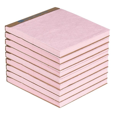 Sorbent Pad, 13 7/8 gal, 14 in x 15 in, Acids, Bases, Pink, Polypropylene, 180 PK MPN:MAT3124