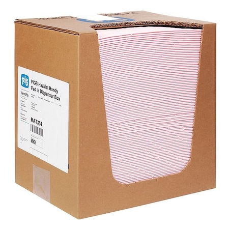 Sorbent Pad, 9 gal, 10 in x 13 in, Universal, Pink, Polypropylene MPN:MAT351