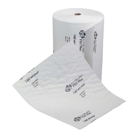Sorbent Roll, 17 gal, 16 in x 150 ft, Oil, White, Polypropylene MPN:MAT435