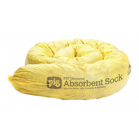 Sorbent Sock, 12 gal, 3 in x 48 in, Water, Yellow, 12 PK MPN:PIG105-YW