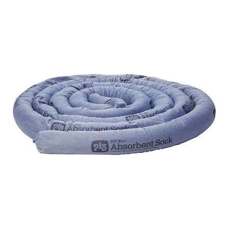 Sorbent Sock, 14 gal, 3 in x 10 ft, Universal, Blue, 8 PK MPN:PIG202