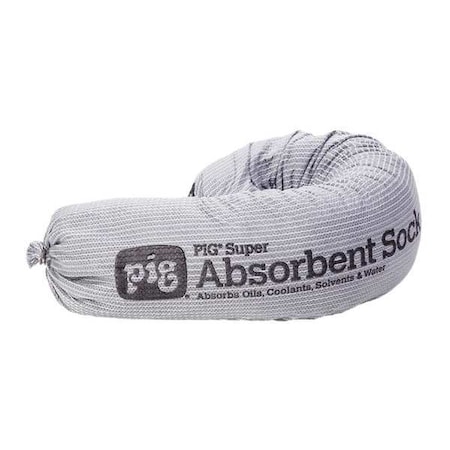 Sorbent Sock, 24 gal, 3 1/4 in x 21 in, Universal, Gray, 48 PK MPN:PIG211