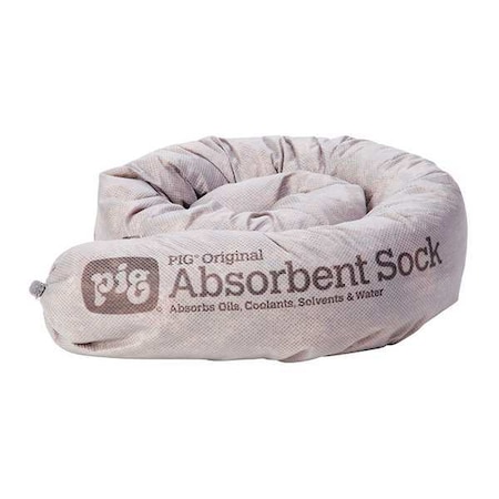 Sorbent Sock, 6 gal, 3 in x 42 in, Universal, Gray, 12 PK MPN:PIG237