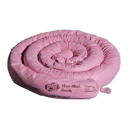 Sorbent Sock, 12 gal, 3 in x 10 ft, Acids, Bases, Unknowns, Pink, 6 PK MPN:PIG301