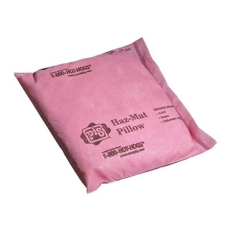 Sorbent Pillow, 4 gal, 8 in x 8 in, Harsh Chemicals, Pink, 20 PK MPN:PIL302