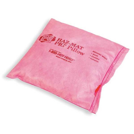 Sorbent Pillow, 2 gal, 8 in x 8 in, Harsh Chemicals, Pink, 10 PK MPN:PIL306