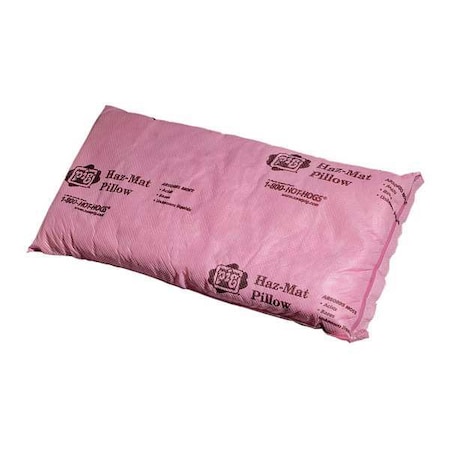 Sorbent Pillow, 6 gal, 8 in x 17 in, Harsh Chemicals, Pink, 10 PK MPN:PIL307