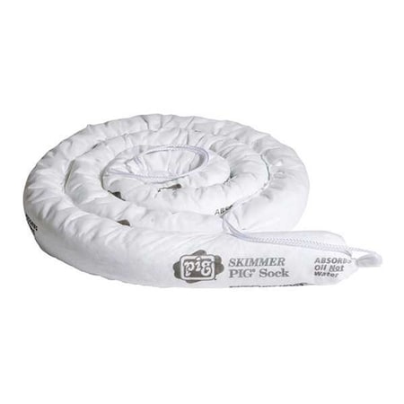 Sorbent Sock, 15 gal, 3 in x 10 ft, Oil, White, 6 PK MPN:SKM203