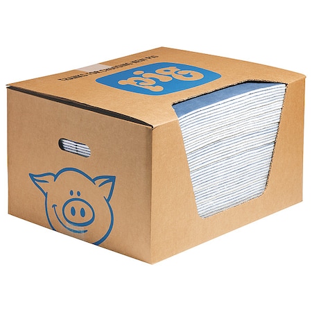 Sorbent Pad, 11 gal, 15 in x 19 in, Universal, Blue, White, Fibers, Polypropylene MPN:WTR006