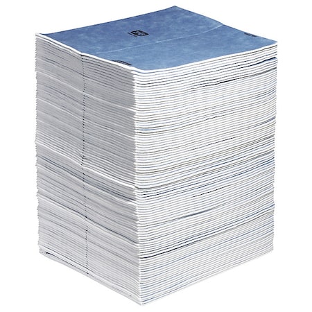 Sorbent Pad, 22 gal, 15 in x 19 in, Universal, Blue, White, 100 PK MPN:WTR007