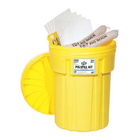 Spill Kit, 23 gal Volume Absorbed per Kit, 30 gal Capacity, Drum, Yellow, 112 MPN:46306