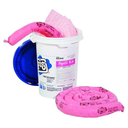 Spill Kit, 4 gal Volume Absorbed per Kit, 6 1/2 gal Capacity, Bucket, White, 16 MPN:64CRSC