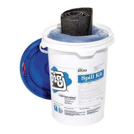 Spill Kit, 4 gal Volume Absorbed per Kit, 6 1/2 gal Capacity, Bucket, White, 15 MPN:KIT213