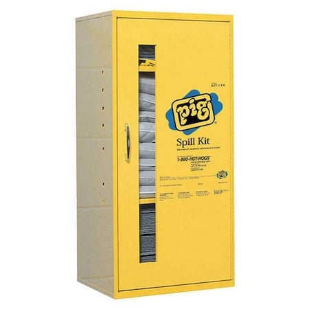 Spill Kit, 12 gal Volume Absorbed per Kit, Not Applicable Capacity, Wall Cabinet, Yellow, 148 MPN:KIT215