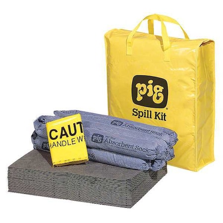 Spill Kit, 9 gal Volume Absorbed per Kit, Not Applicable Capacity, Bag, Yellow, 39 MPN:KIT220