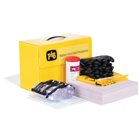 Countertop Battery Acid spill kit, 30 oz Volume Absorbed per Kit, Carrying Case, Black, Yellow MPN:KIT2304