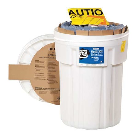 Spill Kit, 21 gal Volume Absorbed per Kit, 30 gal Capacity, Drum, White, 46 MPN:KIT236