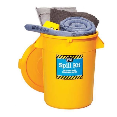 Spill Kit, 21 gal Volume Absorbed per Kit, 32 gal Capacity, Can, Yellow, 46 MPN:KIT2400