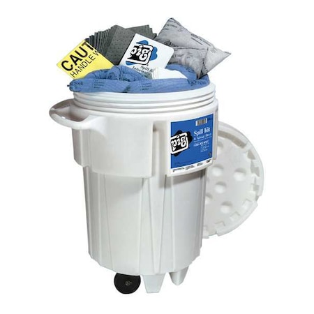 Spill Kit, 60 gal Volume Absorbed per Kit, 95 gal Capacity, Drum, White, 168 MPN:KIT241-WH