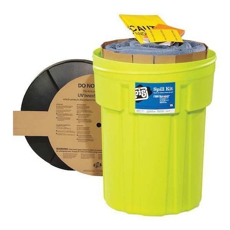 Spill Kit, 21 gal Volume Absorbed per Kit, 30 gal Capacity, Drum, Green, 46 MPN:KIT245