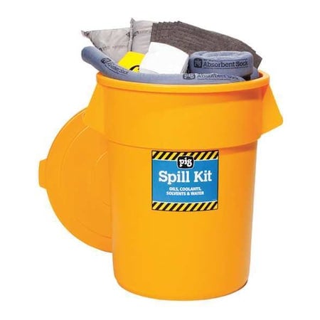 Spill Kit, 39 gal Volume Absorbed per Kit, 55 gal Capacity, Can, Yellow, 136 MPN:KIT2500