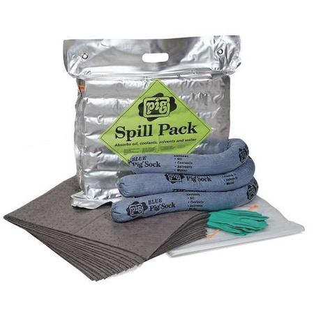 Spill Kit, 4 gal Volume Absorbed per Kit, Bag, Silver, 25 MPN:KIT261