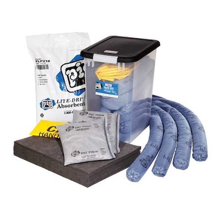 Spill Kit, 12 gal Volume Absorbed per Kit, 29 gal Capacity, Can, Clear, 35 MPN:KIT278
