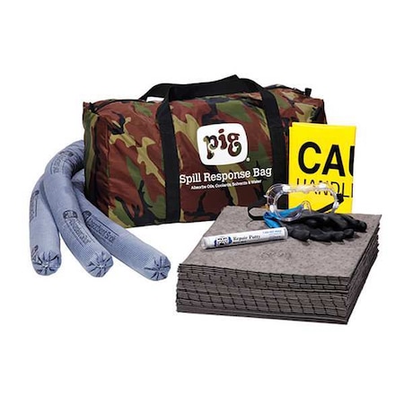 Spill Kit, 9 gal Volume Absorbed per Kit, Bag, Camouflage, 43 MPN:KIT298