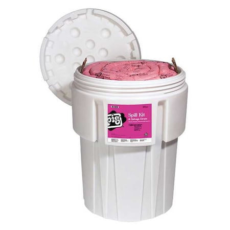 Spill Kit, 63 gal Volume Absorbed per Kit, 95 gal Capacity, Drum, White, 120 MPN:KIT302