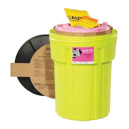 Spill Kit, 21 gal Volume Absorbed per Kit, 30 gal Capacity, Drum, Green, 45 MPN:KIT310