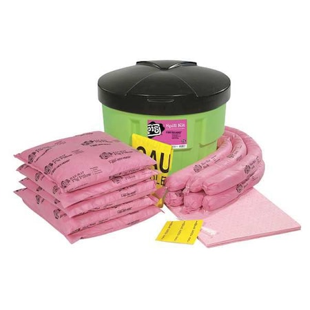 Spill Kit, 11 gal Volume Absorbed per Kit, 20 gal Capacity, Drum, Green, 30 MPN:KIT312