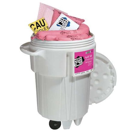Spill Kit, 63 gal Volume Absorbed per Kit, 95 gal Capacity, Drum, White, 120 MPN:KIT341-WH