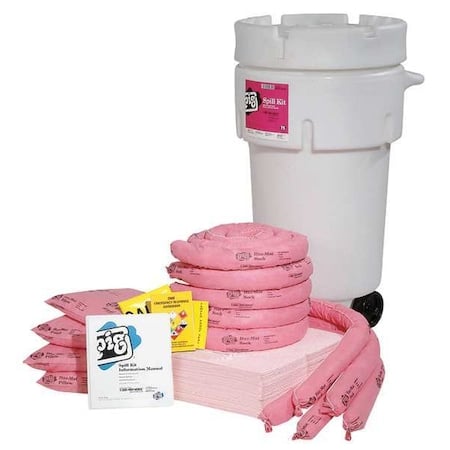 Spill Kit, 27 gal Volume Absorbed per Kit, 50 gal Capacity, Drum, White, 123 MPN:KIT365