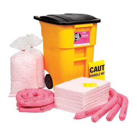 Spill Kit, 34 gal Volume Absorbed per Kit, 50 gal Capacity, Can, Black/Yellow, 91 MPN:KIT366