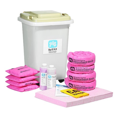 Spill Kit, 8 gal Volume Absorbed per Kit, 29 gal Capacity, Can, Clear, 25 MPN:KIT395