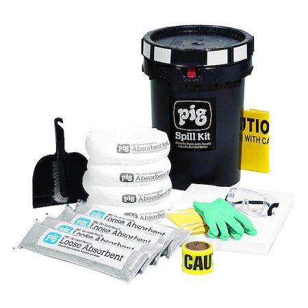 Spill Kit, 8 gal Volume Absorbed per Kit, 12 gal Capacity, Bucket, Black, 1 MPN:KIT4000