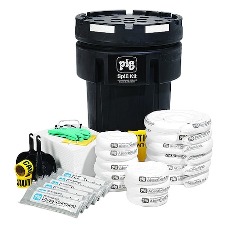 Spill Kit, 42 gal Volume Absorbed per Kit, 95 gal Capacity, Drum, Black, 1 MPN:KIT4002