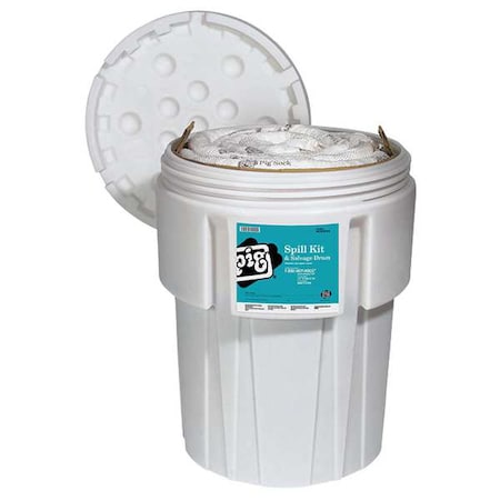 Spill Kit, 52 gal Volume Absorbed per Kit, 95 gal Capacity, Drum, White, 91 MPN:KIT402