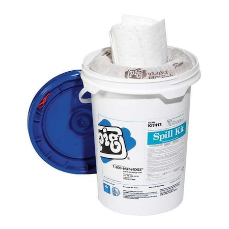 Spill Kit, 5 gal Volume Absorbed per Kit, 6 1/2 gal Capacity, Bucket, White, 16 MPN:KIT413