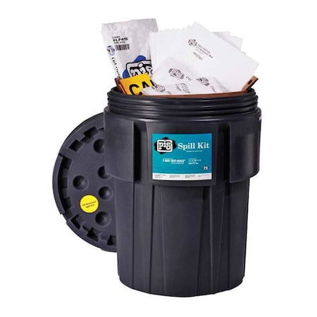 Spill Kit, 40 gal Volume Absorbed per Kit, 95 gal Capacity, Drum, Black, 90 MPN:KIT416