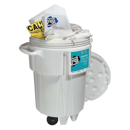 Spill Kit, 52 gal Volume Absorbed per Kit, 95 gal Capacity, Drum, White, 91 MPN:KIT441-WH